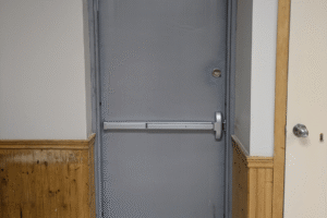 Steel door replacement and signage repair Godfathers pizza in Dunville Steel door replacement and signage repair Godfathers pizza in Dunville