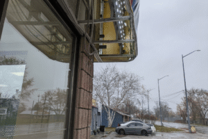 Steel door replacement and signage repair Godfathers pizza in Dunville Steel door replacement and signage repair Godfathers pizza in Dunville